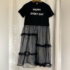 SHEIN Black Tulle Kids T-shirt/Dress